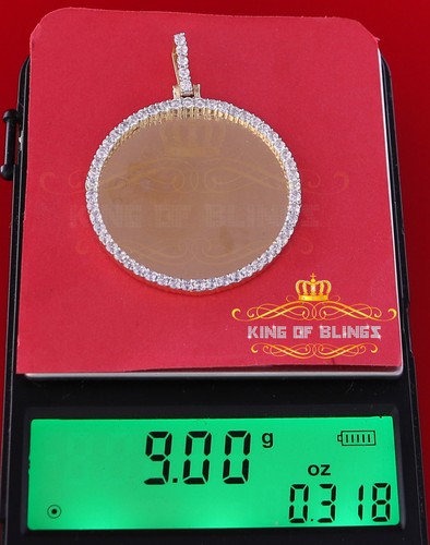 1.50" Picture Round Yellow Pendant Round Sterling Silver 3.42ct Cubic Zirconia - 第 6/12 張圖片