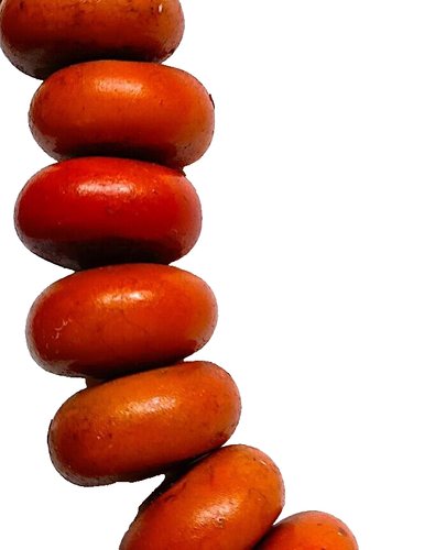 Afrikanischer Copal Perlenstrang, 30 Stck., 13 mm x 23 mm, Verlagerung orange auf rot - Bild 2 von 2