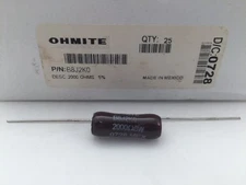 (5 pcs) B8J2K0 Ohmite, 8 Watt 2K Ohm 5%, Wirewound (Vitreous Enamel) Resistor