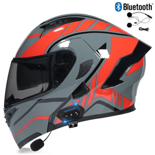 Full Face Motorcycle Bike Helmet with Dual Visor Modular Flip Up Bluetooth - Picture 38 of 42