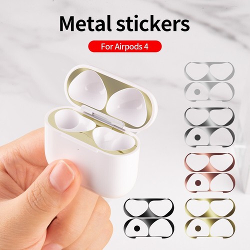 2 Stück Metall Staubschutz Aufkleber Decal Skin Schutz für Apple AirPods 4 2024 - Bild 3 von 19