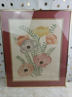 Poppies By Pat Moran Offset Lithograph Framed - LOCAL PICK UP