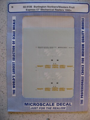 Microscale Decal N 60-4106 Burlington Northern/Western Fruit Express 57' Reefers