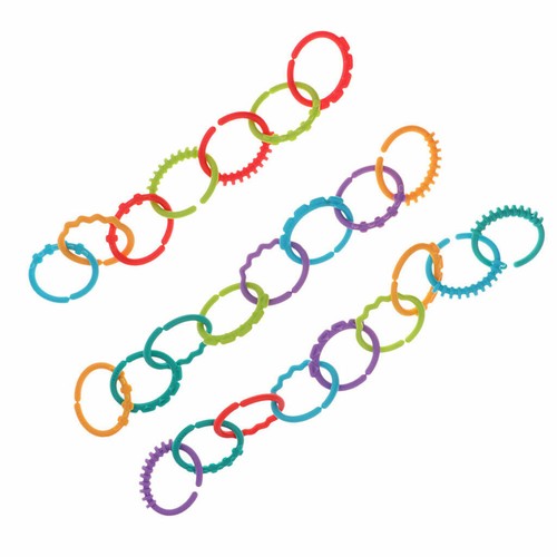 24Pcs Regenbogen Beißring Links Kunststoff Baby Kinderwagen Spielen Spielzeug - Bild 11 von 12