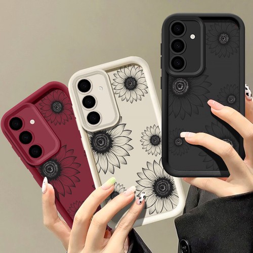 For Samsung Galaxy S24 S23 S22 S21 FE A55 A25 A54 Silicone Sunflower Case Cover - Picture 1 of 16