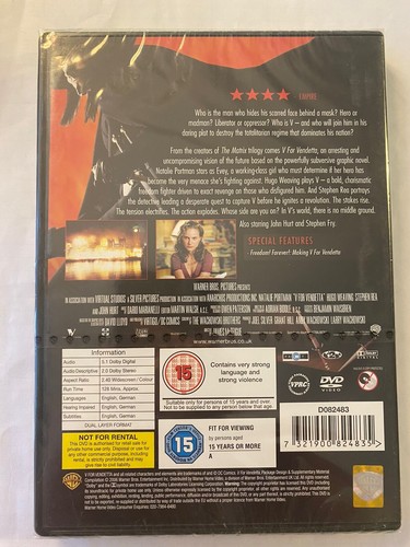 V for Vendetta DVD Natalie Portman  (Region 2)  Cert 15  New & Sealed - Picture 2 of 2