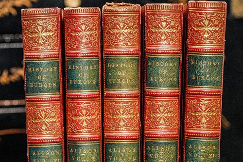 Beautiful Collection Antique Ornate Red Leather Spine Books History of Europe - Picture 3 of 9