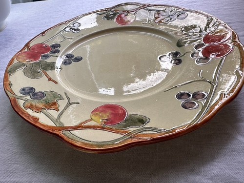 Antigua cerámica artística decorativa Weller Zona Plater manzanas y arándanos del siglo XIX - Imagen 4 de 11
