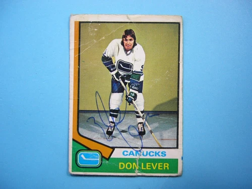 1974/75 O-PEE-CHEE NHL HOCKEY CARD #94 DON LEVER PR AUTO AUTOGRAPH OPC