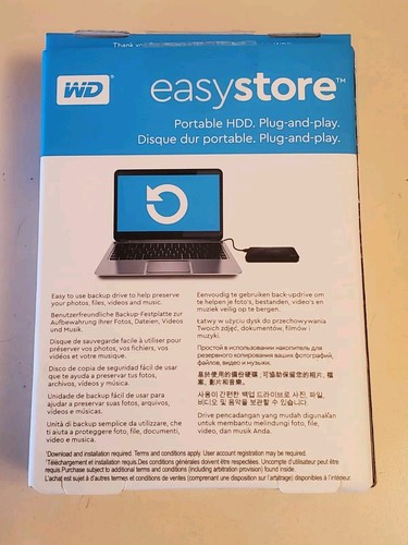 WD Easystore 1TB External USB 3.0 Portable HDD #WDBAJN0010BBK. Tested works. - Picture 2 of 7