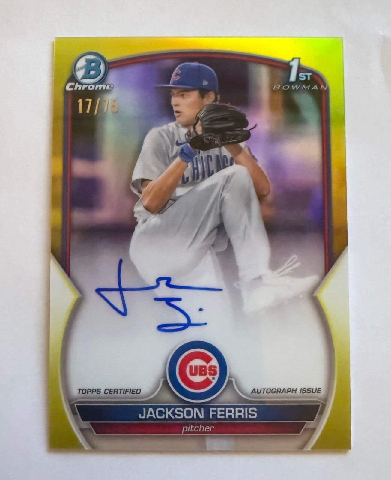 2023 Bowman Chrome Jackson Ferris Yellow  Refractor Auto 1st Bowman /75