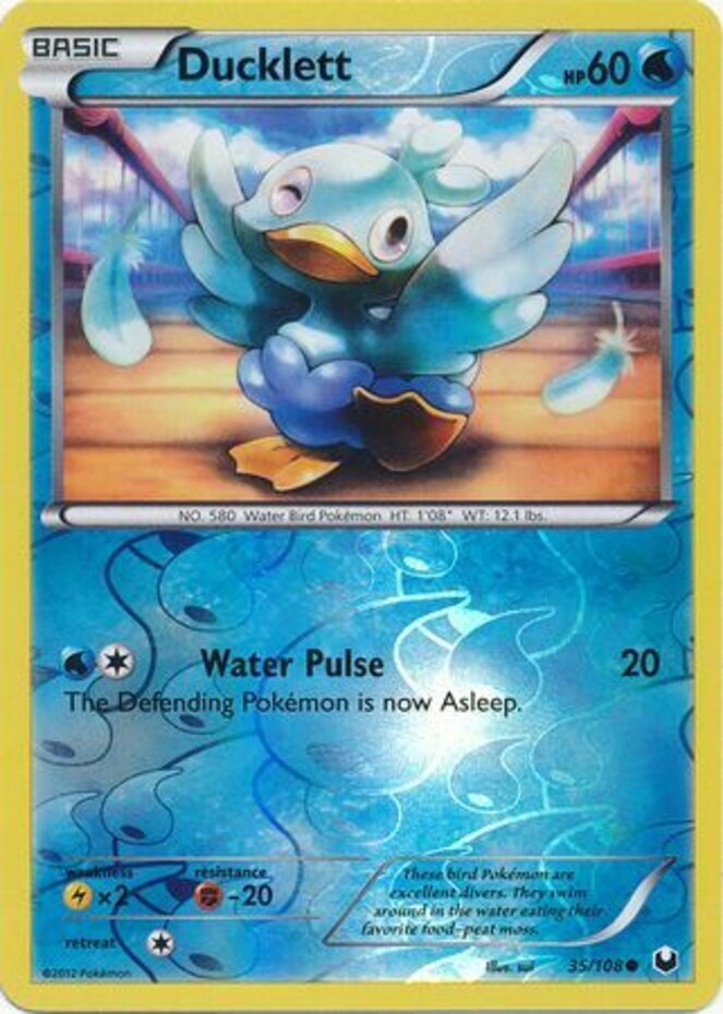 Ducklett - 35/108 - Common - Reverse Holo LP, English Pokemon Dark Explorers