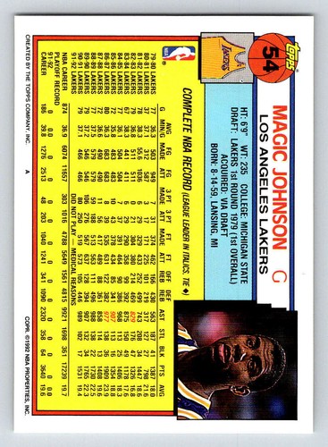 1992-93 Topps #54 Magic Johnson (ref 193133) - Picture 2 of 2