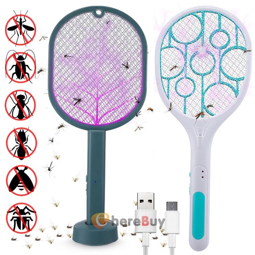 Handheld USB Rechargeable Mosquito Fly Swatter Bug Zapper Insect Killer Racket - Picture 13 of 41
