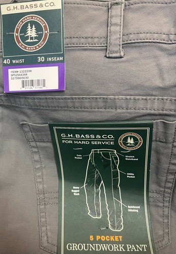 Nuevos Pantalones G.H Bass & CO Gris Calce Recto Elastizados Base (Varios Tamaños) X. - Imagen 8 de 9