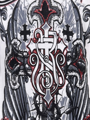 Rebel Saint By Affliction Women's T-shirt Morticia - Picture 12 of 13
