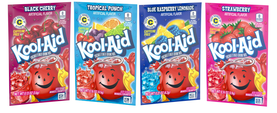Kool-Aid Soft Drink Mix Variety Pack Black Cherry Tropical Punch Raspberry 12 Ct