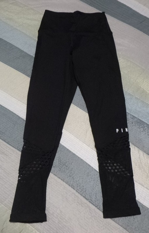 Pink by Victoria's Secret Black Yoga Pants w/Cutouts-Mesh Detailing-Sz XS