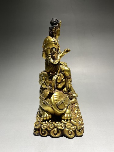 Rare Chinese Ming dynasty (1368 AD -1644 AD) bronze gilding Samantabhadra statue - Picture 4 of 12