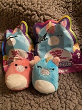 Mini 2  Squishville Squishmallow - Pink  Blue Unicorn from blind bag