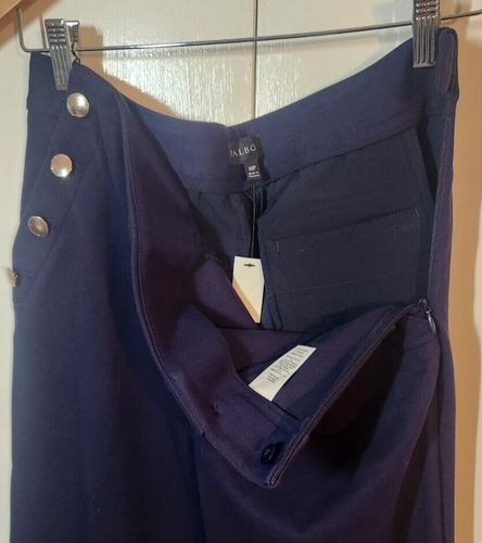 TALBOTS Double Breasted Wide Leg Pants size 10P 10 Petite Navy Blue Pockets NWT - Picture 7 of 11