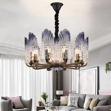 Modern Elegant Crystal Glass LED Pendant Light 10 Lights Chandelier Ceiling Lamp