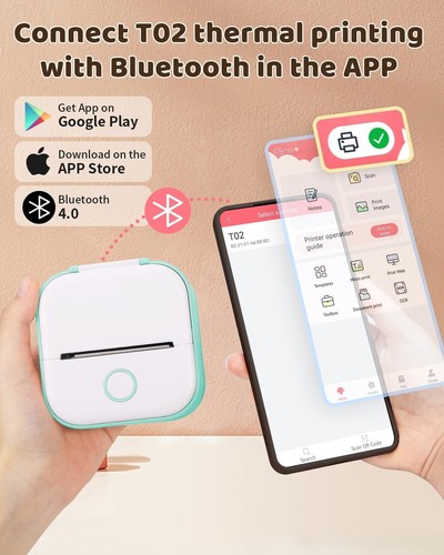 Phomemo T02 Mini Portable Sticker Printer Bluetooth Wireless Thermal Printer - Bild 2 von 13
