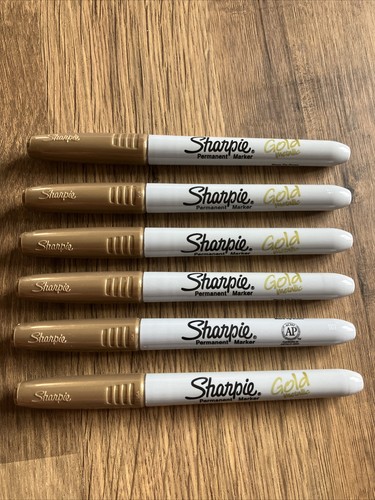 Sharpie Original Classic Fine Permanent METALLIC GOLD Kugelspitze Marker (PKT 6) - Bild 2 von 11