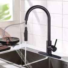 Black Kitchen Faucet Single Handle Pull Down Sprayer Swivel Mixer Tap w/ Cover