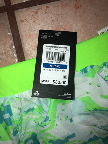 Womens Under Armour Fly By 2.0 Printed Running Shorts 1350198-478 Sz XL NWT - Picture 3 of 3