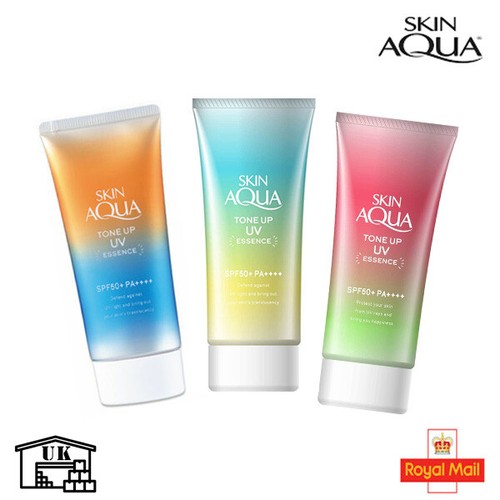 Rohto Skin AQUA Tone Up UV Essence Sunscreen 80g SPF 50+ PA++++ From Japan - Picture 2 of 10