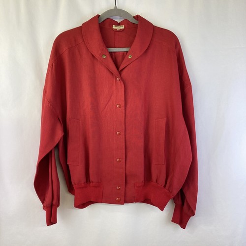 Vintage Womens Ellesse Red Linen Jacket Skirt Set Red Italy 44/46, M/L, 8/10 - Picture 6 of 18