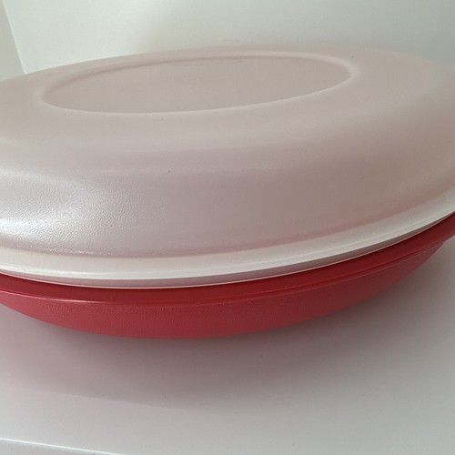 Tupperware ROSSO Suzette vassoio centrale di servizio con coperchio #1708 & #1709 vintage NOS - Foto 4 di 9