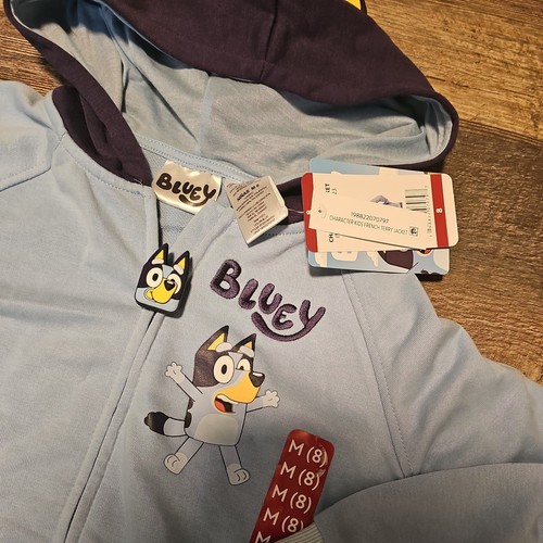 Disney Bluey & Friends Blue Zip Up Sweatshirt Hoodie 7-8 NWT character costume - Picture 2 of 3