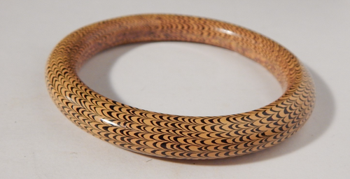 Vintage Armreif Armband Faux Schlangenhaut hellbraun braun schwarz SCHÖN 8" Durchmesser Spaß! - Bild 2 von 3