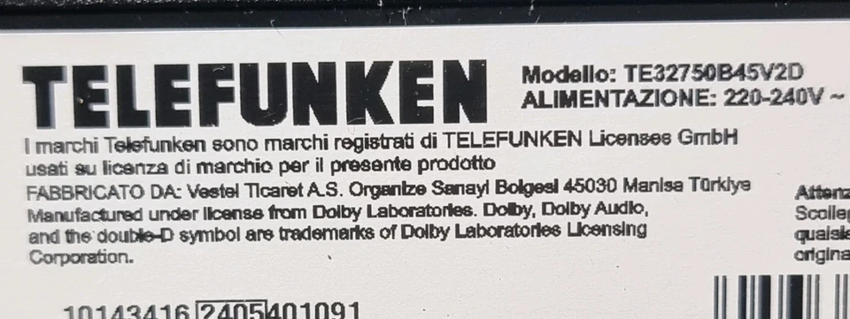  Ricambio Originale TV TELEFUNKEN TE32750B45V2D Scheda T-Con PT320AT02-5-XR-1 - Immagine 3 di 3