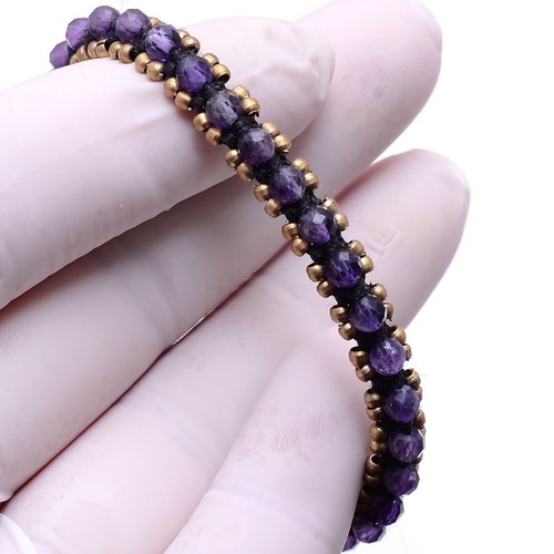 Natürlich 3MM Amethyst Perlen Mikro Makramee Armband ~ Handmade Kristall Schmuck - Picture 15 of 19
