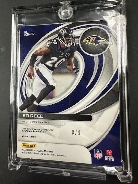 Panini Spectra Ed Reed 2022 tarjeta automática 8/9 ¡Leyenda de la corte!! Foto 2 de 3