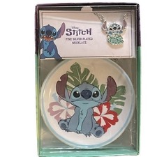 Disney Lilo Stitch Fine Silver Plated Necklace and Trinket Dish Gift Set NEW
