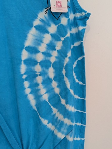 Justice Girls Med(10) Turquoise Fashion Knot Tank Dress Tie Dye Beach Nautical - Picture 4 of 13