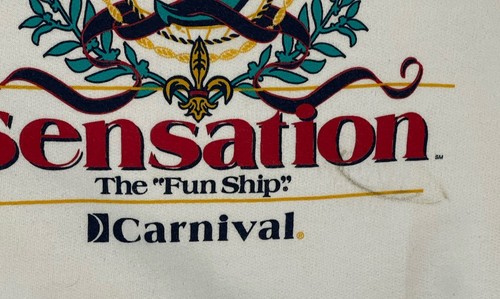 READ Vintage Sensation The Fun Ship Carnival Cruise Lines Collared Sweatshirt L - Picture 4 of 16