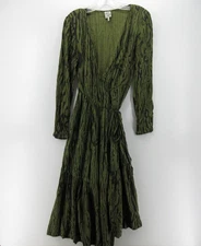 Baum Und Pferdgarten Dress Women 4 Green Wrap Maxi Flare Abstract Belted EU 36