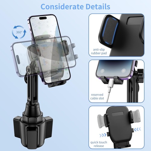 Upgraded Universal Cup Phone Mount for Car with Adjustable Neck & Stability - Picture 8 of 9