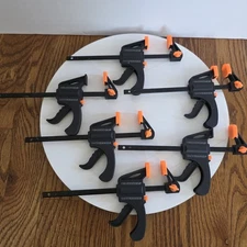 Lot of 6 Bar Clamps 4" 100 mm Clip Quick Ratchet Release Woodworking Clamp Black