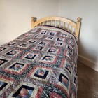 VTG HANDMADE Log Cabin Patchwork Quilt Hand Quilted Bedding 54 x 54 Cutter FLAWS
