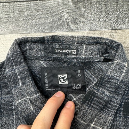 Ocean Current Flannel Shirt Long Sleeve Button Down Black Mens Large - Picture 5 of 6