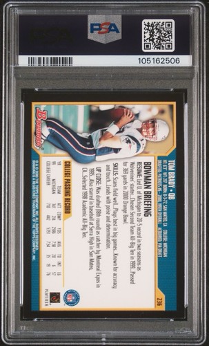 2000 Bowman Tom Brady #236 Rookie RC PSA 8 Sharp Card! Freshly Graded! - Picture 2 of 3