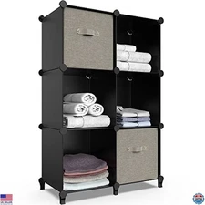 6-Cube Storage Organizer Shelf Cabinet for Kids Bedroom Closet Bathroom