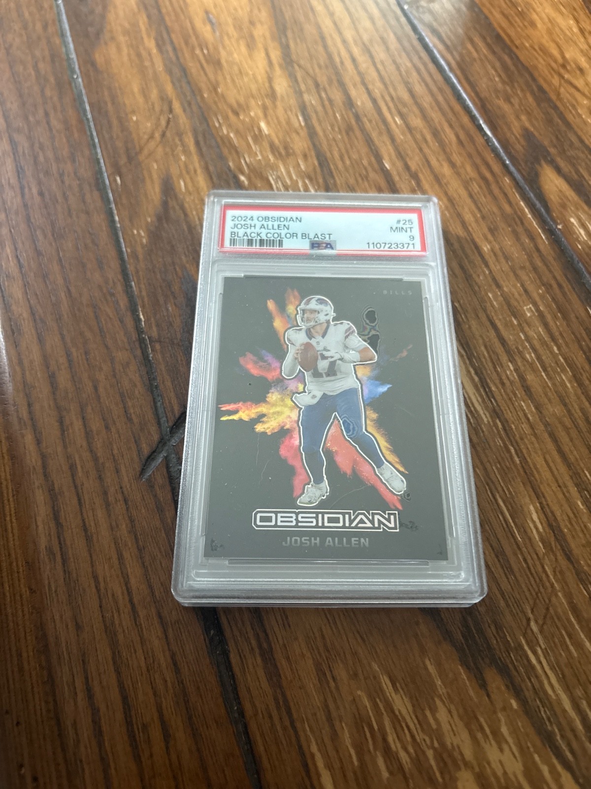 Josh Allen #25 Football Cards 2024 Panini Obsidian Black Color Blast trading card — raw and PSA graded price guide