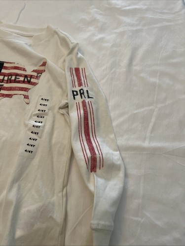 Polo Ralph Lauren Boy's Size 4/4T Tee Shirt American Flag Logo Long Sleeve NWT - Picture 5 of 6